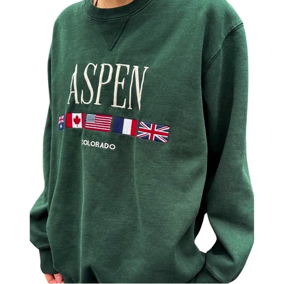 Brandy Melville Sweaters - John Galt Erica Crew Neck Sweatshirt Dark Green Aspen Pullover